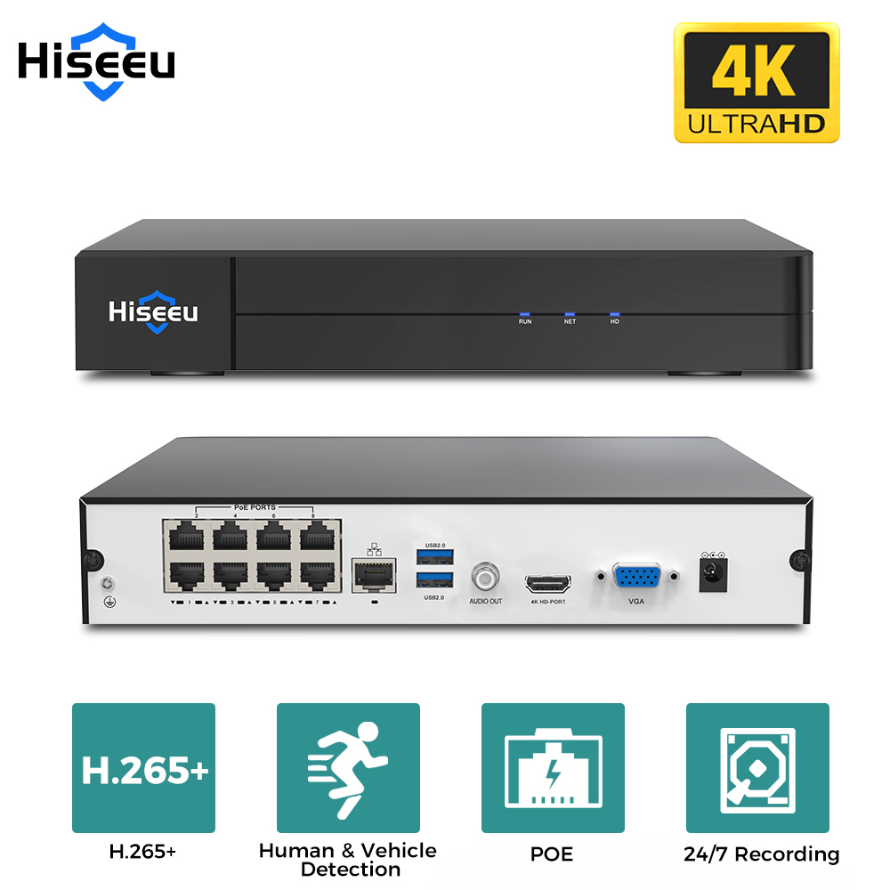 Home Security And Cameras - Hiseeu 8CH 4K PoE NVR شبكة