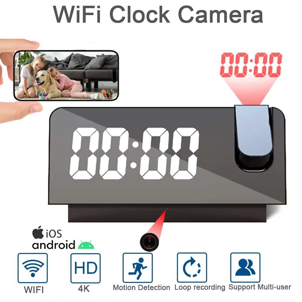 Hidden Camera Clock - ساعة منبه بكاميرا عرض 4K عالية