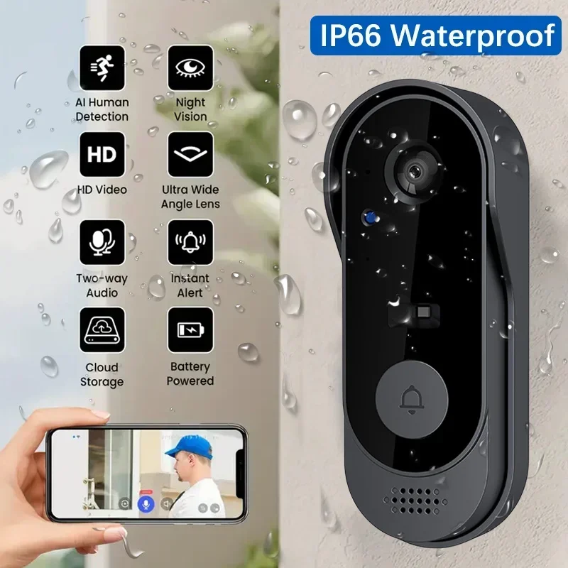 Home Security Doorbell Camera - كاميرا جرس باب لاسلكية عالية الدقة