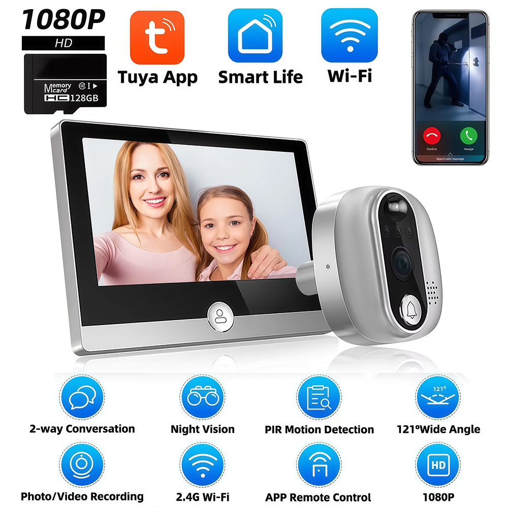 Home Security Doorbell Camera - Tuya 1080P واي فاي جرس الباب