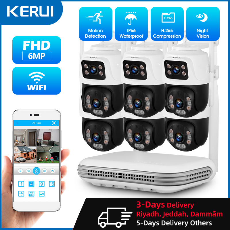 Home Security Systems Wireless - KERUI للماء 6MP HD اللاسلكية عدسة