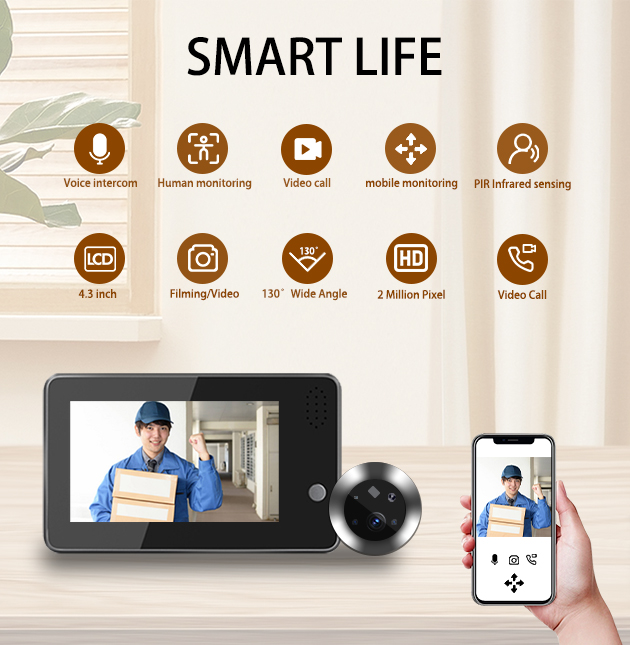 Home Security Doorbell Camera - جرس باب ذكي بشاشة 4.3 بوصة