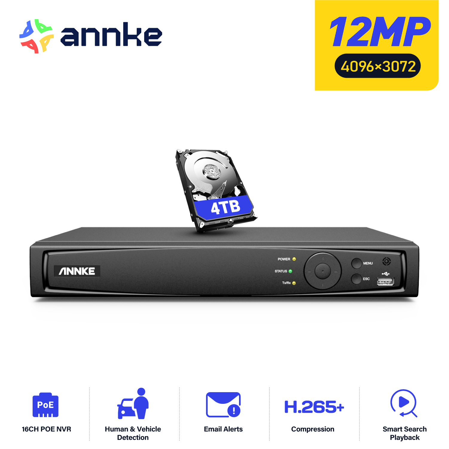 Home Security And Cameras - ANNKE 12MP POE NVR شبكة مسجل