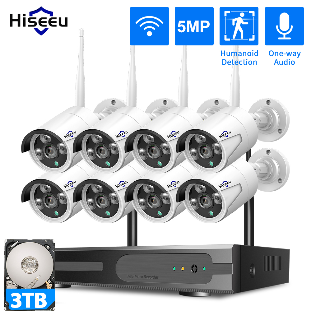 Home Security Systems Wireless - نظام كاميرات مراقبة Hiseeu بدقة 3/5/8