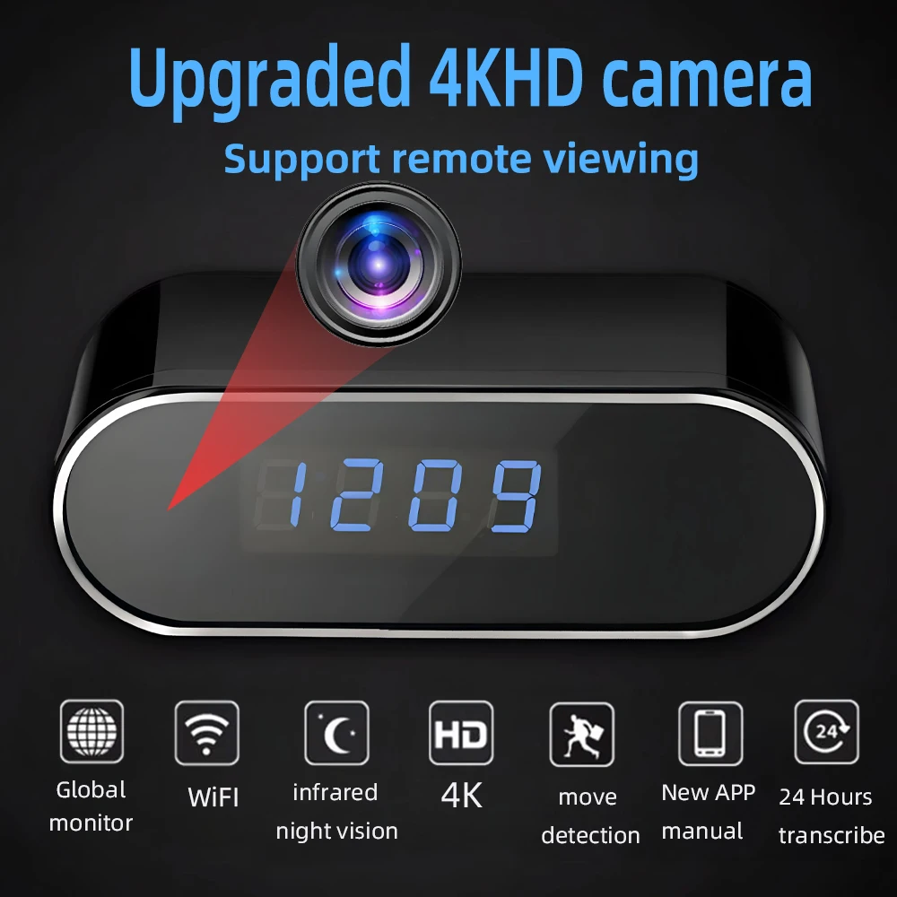 Hidden Camera Clock - كاميرا واي فاي صغيرة 4KHD جديدة