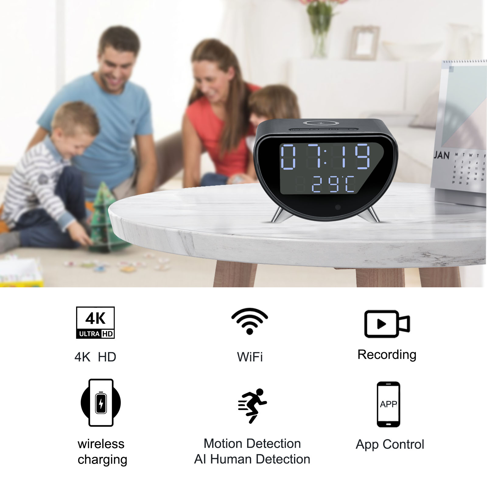 كاميرا ساعة WiFi مع شاحن لاسلك - مراجعة Hidden Camera Clock وسعره