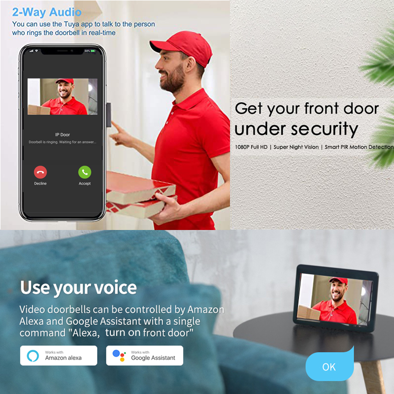 Tuya الذكية 1080P كاميرا جرس ا - مراجعة Home Security Doorbell Camera وسعره