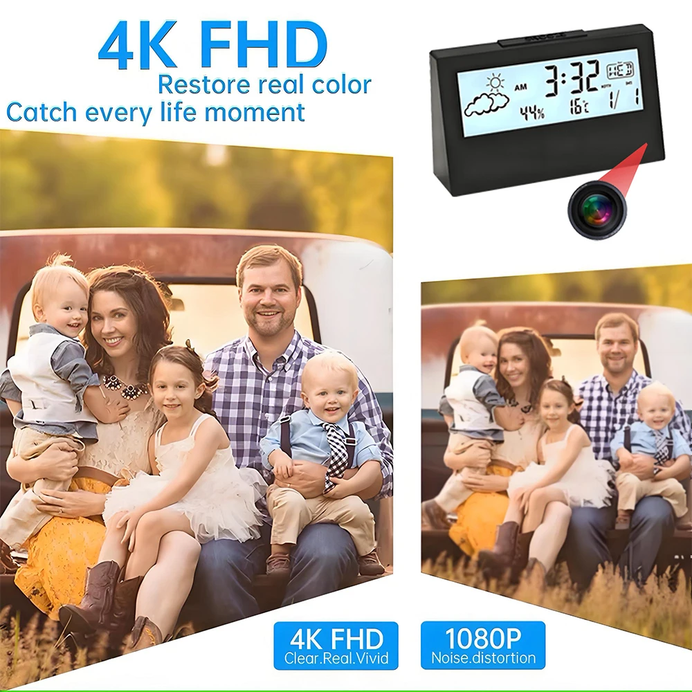 كاميرا ساعة واي فاي بدقة 4K مع - مراجعة Home Security Hidden Cameras وسعره